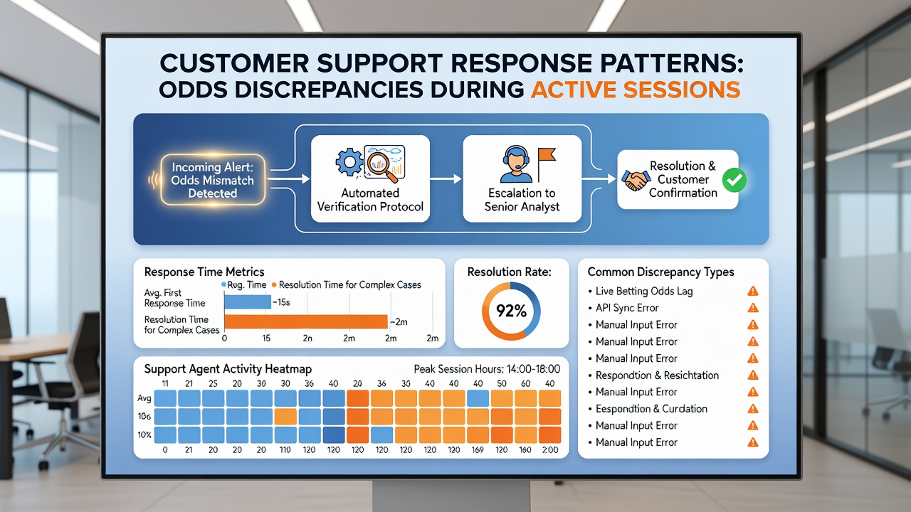Support dashboard displaying real-time odds verification tools and session monitoring metrics