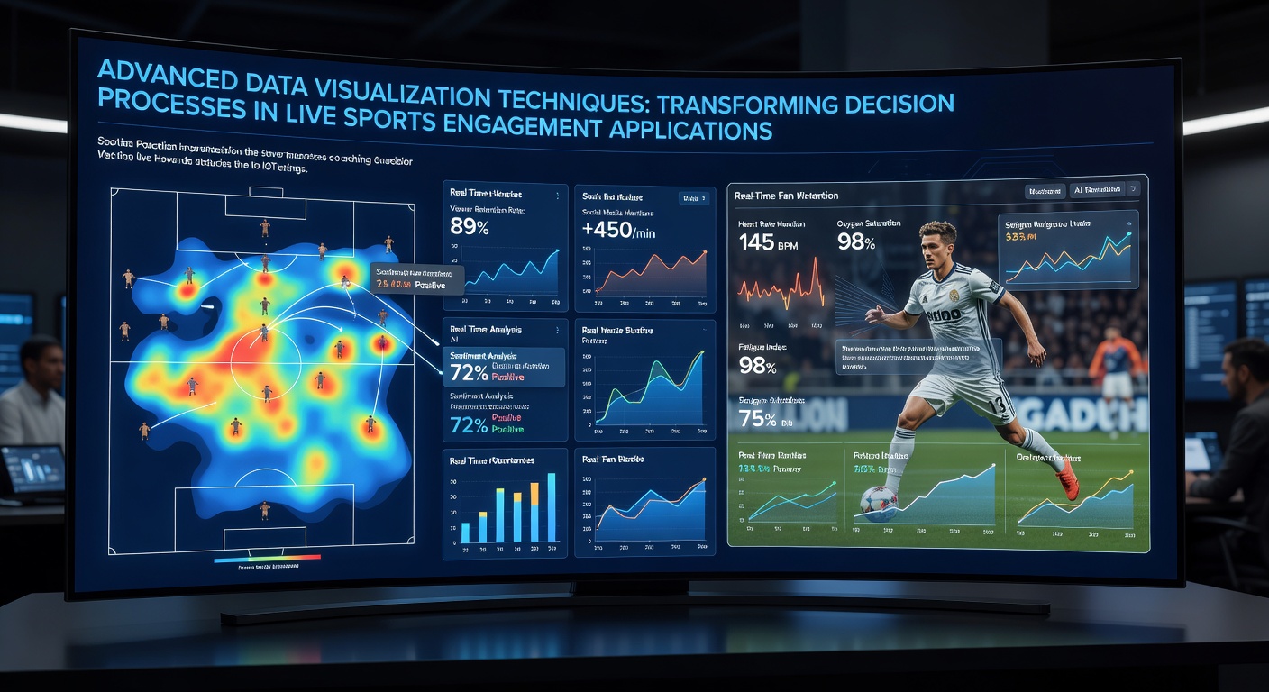 Interactive dashboard showing real-time player tracking and heat maps in a live soccer engagement app