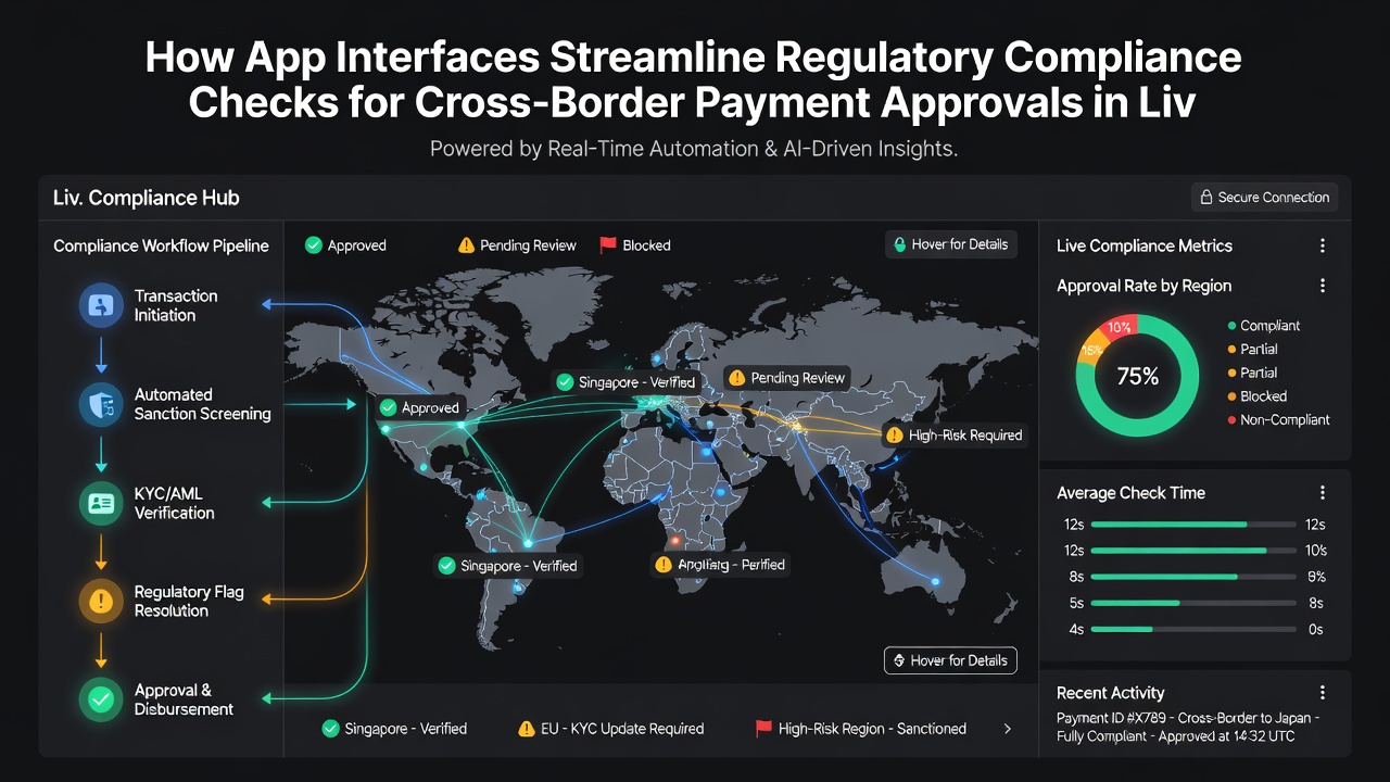 Dashboard view showing layered compliance indicators and automated verification steps for international wagering payments