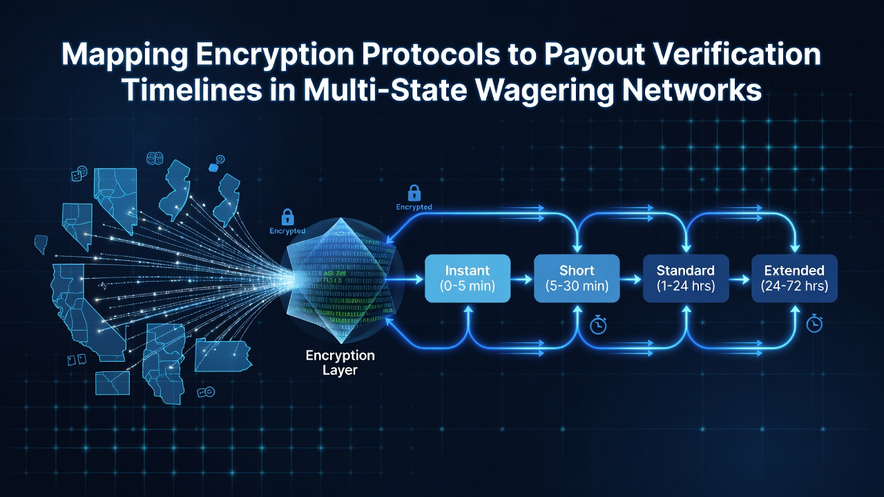 Flowchart illustrating how encrypted transaction data routes through multi-state verification timelines