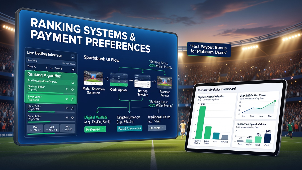 Chart displaying payment method distribution across different ranking tiers in live sports betting environments