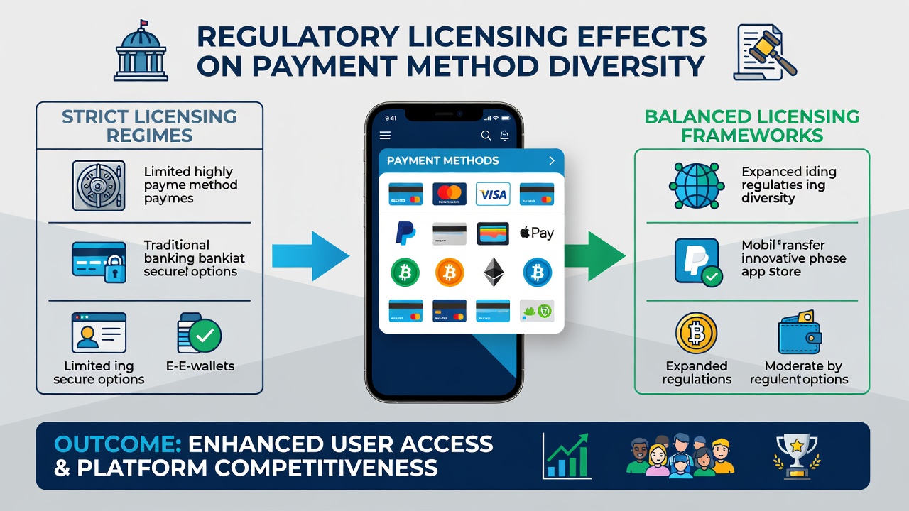 Comparison of payment method availability under different licensing systems