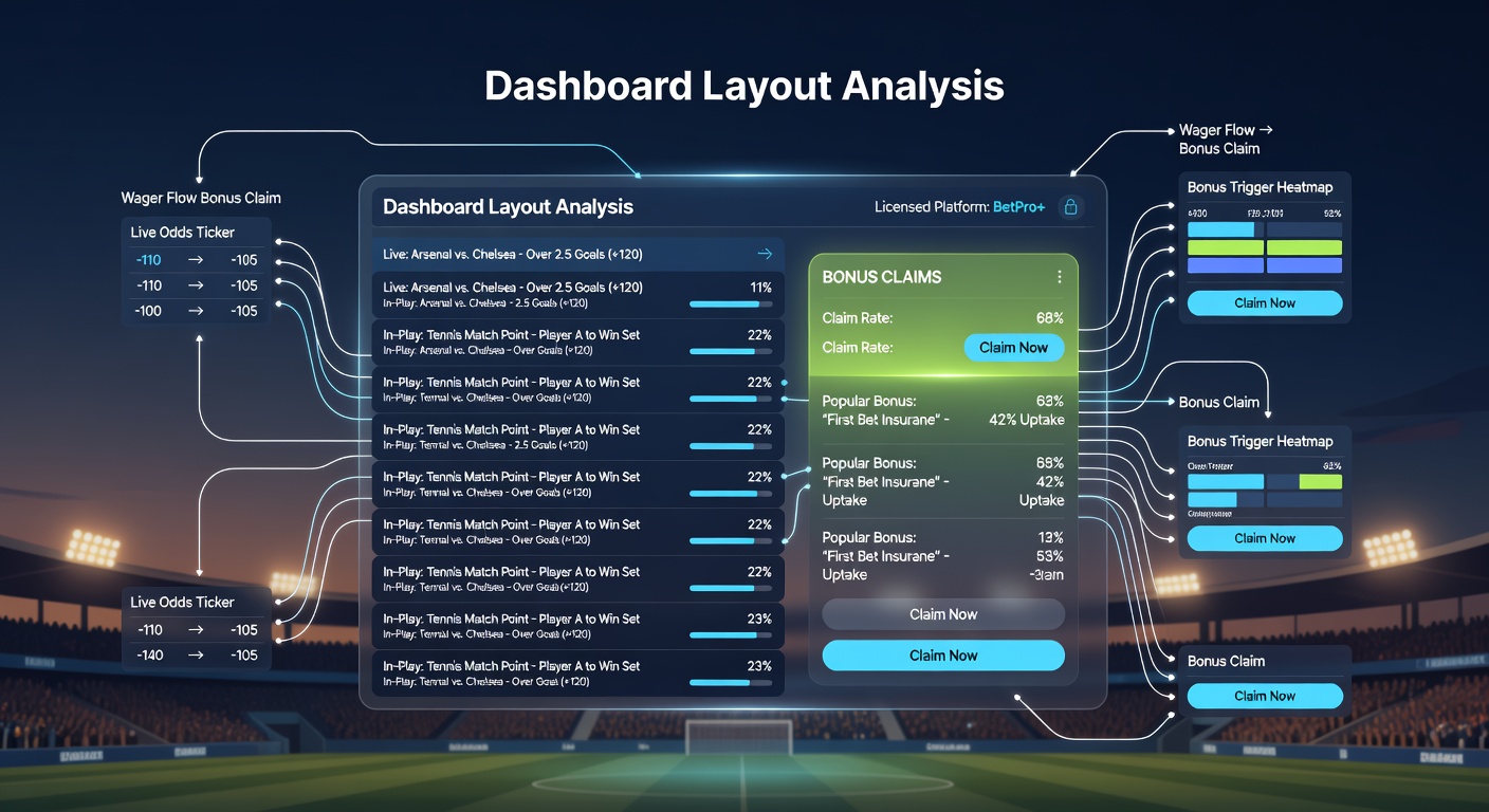 Mobile betting dashboard showing live sports odds with prominent bonus claim buttons integrated into the interface